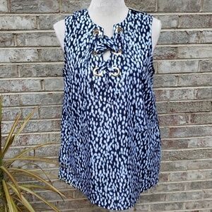 Michael Michael Kors Loose Tunic Top NWT M Blue/Wt